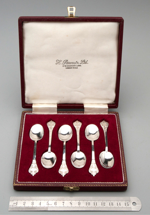 Sterling Silver Charles II Reproduction Trefid  Lace Back Coffee Spoons (Set of 6)